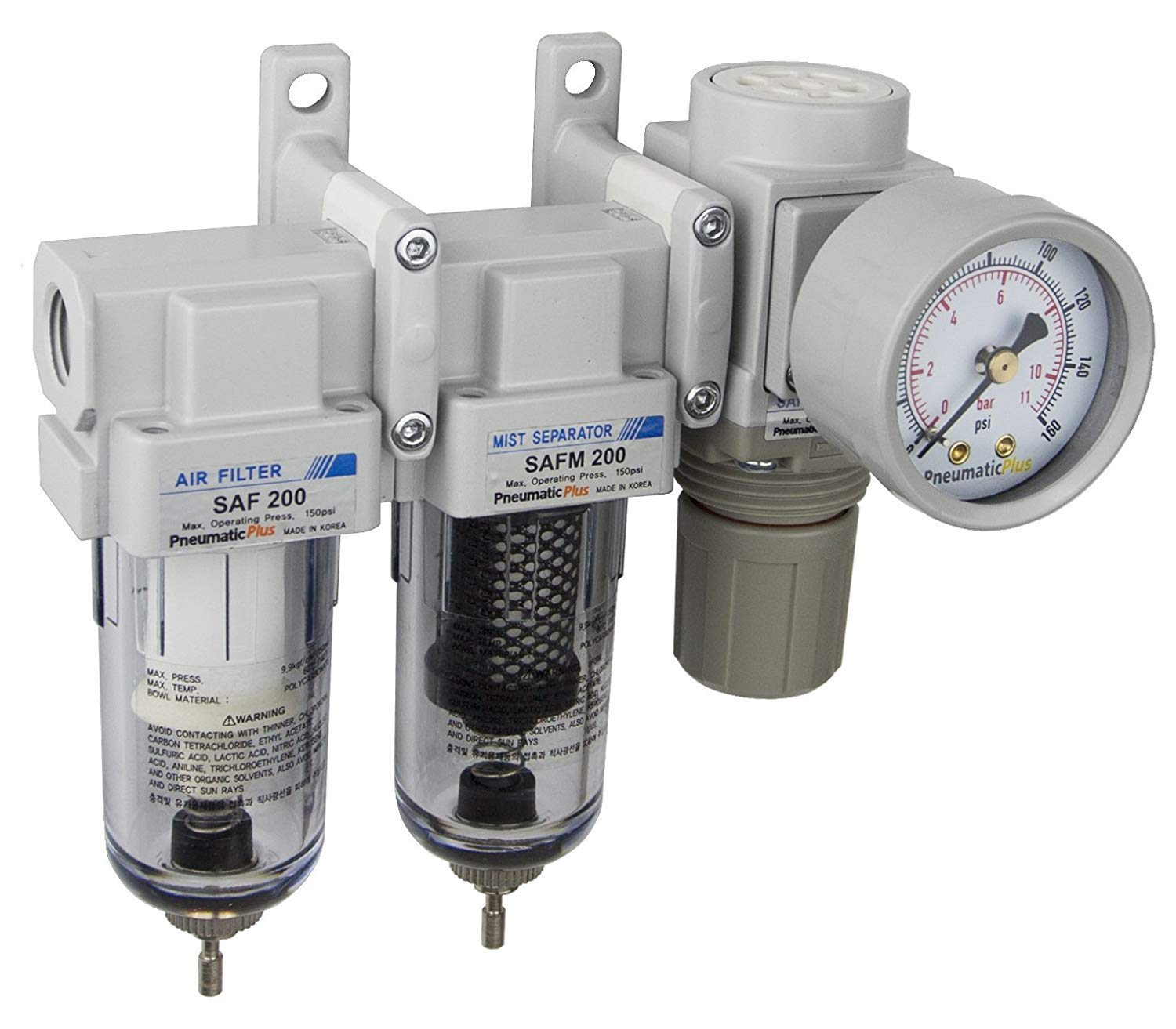 Pneumaticplus Sau230 N02G Three Stage Air Drying System, 1/4'' Npt   Particulate Air Filter, Coalescing Filter, Air Pressure Reg